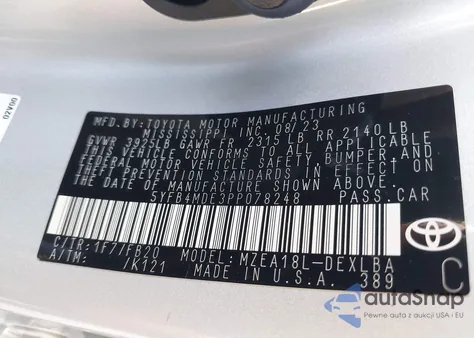 2023 Toyota Corolla Le from USA, damaged, VIN 5YFB4MDE3PP078248